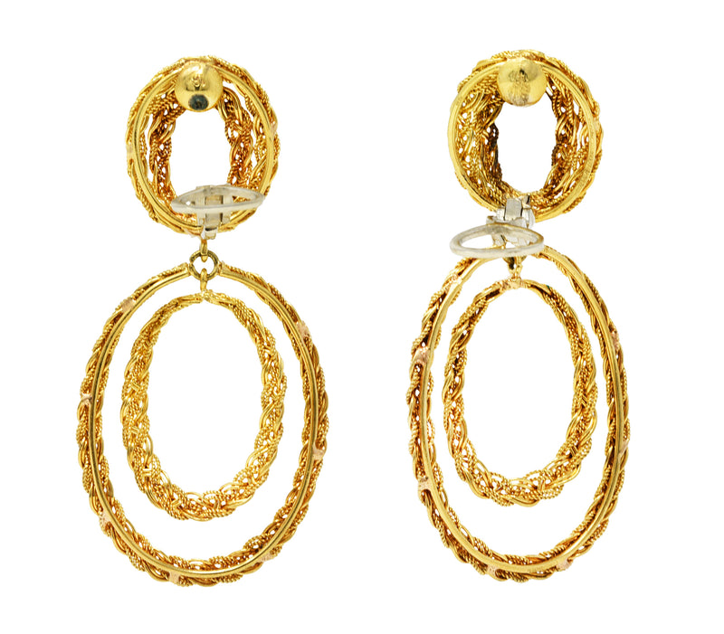 1980's Vintage 18 Karat Gold Braided Doorknocker Ear-Clip EarringsEarrings - Wilson's Estate Jewelry