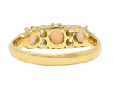 Victorian Opal Diamond 18 Karat Yellow Gold Antique Band Ring