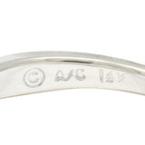 1990's Diamond 14 Karat White Gold Fluted Vintage Band Ring