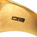 Retro Jones Woodland Turquoise 14 Karat Yellow Gold Fanning Vintage Signet Ring