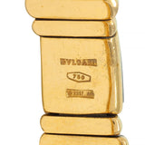 Bulgari 1990's 18 Karat Yellow Gold Hematite Vintage Tubogas Cuff Bracelet