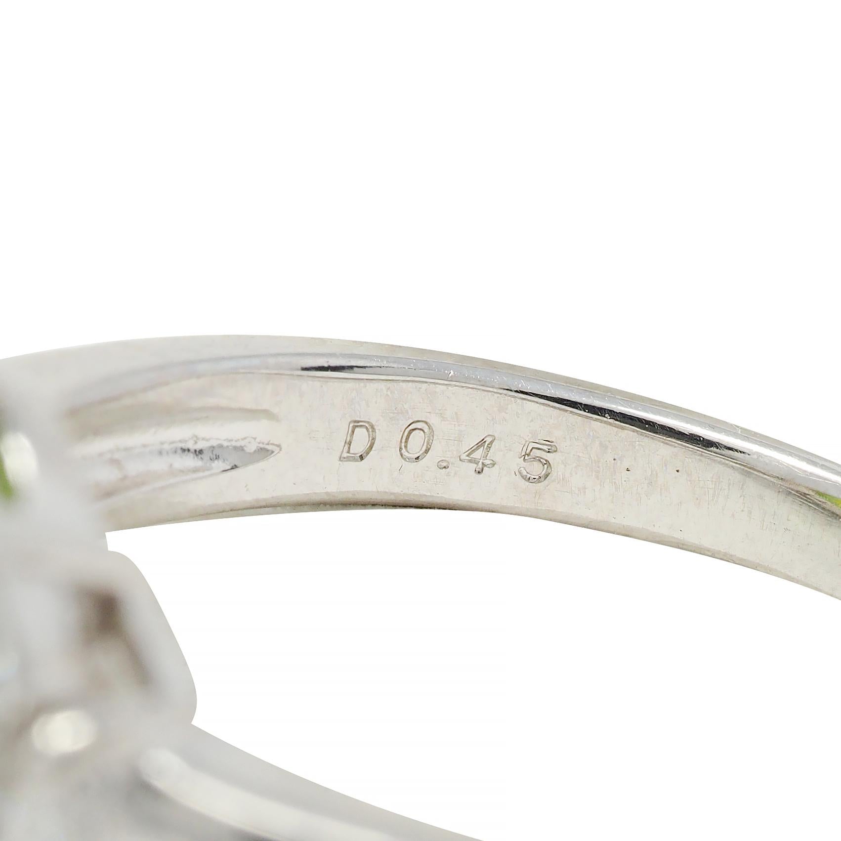 Contemporary 5.91 CTW Peridot Diamond Platinum Cluster Ring