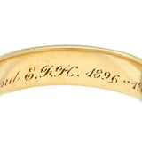 Oakes 1946 14 Karat Yellow Gold Foliate Antique Men's Wedding Band Ring