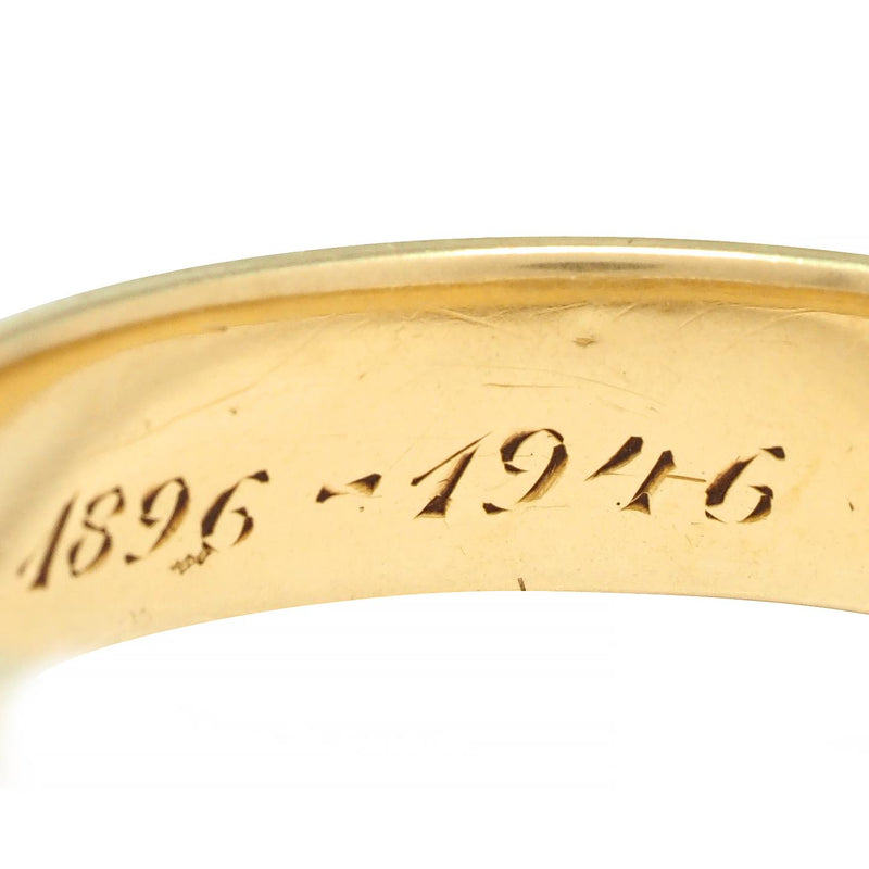 Oakes 1946 14 Karat Yellow Gold Foliate Antique Men's Wedding Band Ring