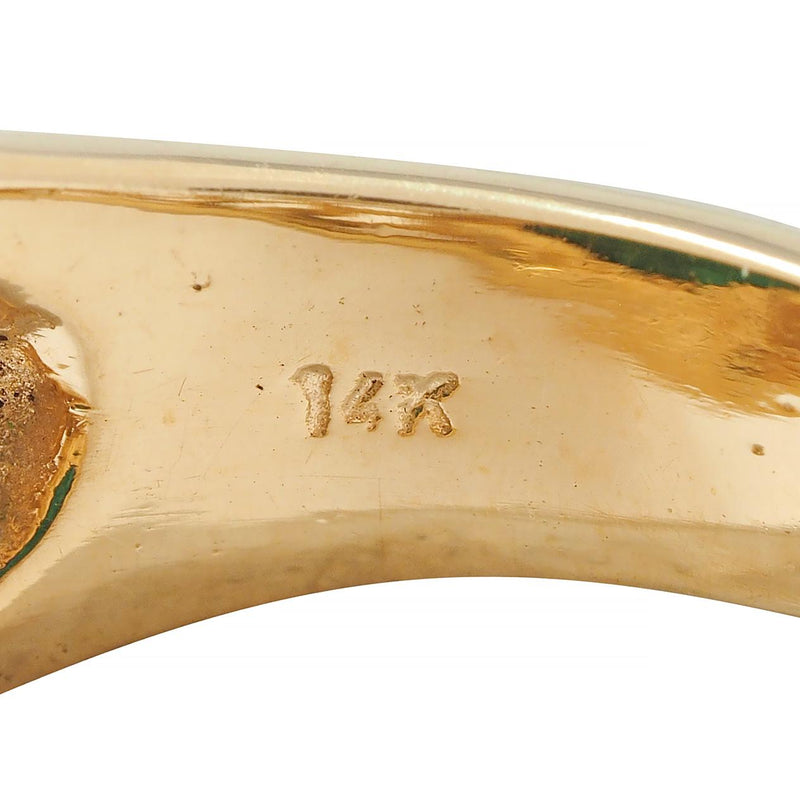 1970's Azurmalachite 14 Karat Gold Textured Vintage Unisex Men's Signet Ring