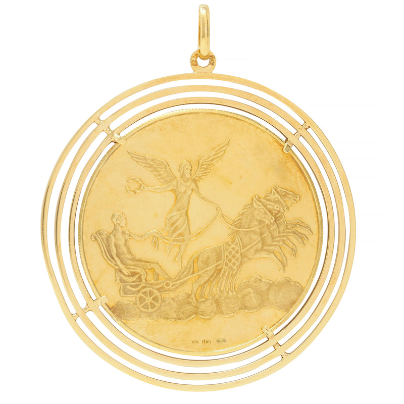 Giampaoli 1950s 18 Karat Yellow Gold Vintage Aquarius Zodiac Pendant