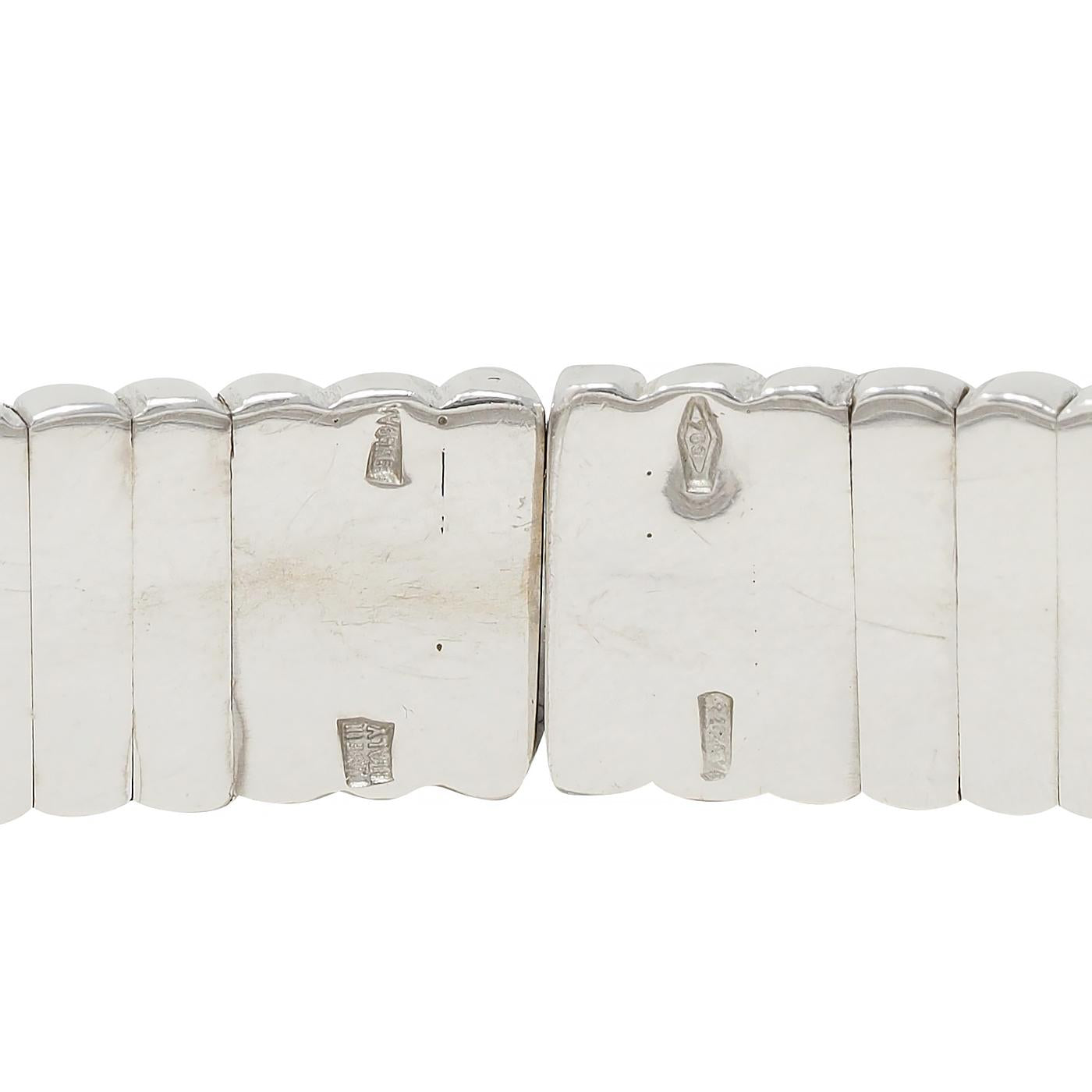 Bulgari 1990s 18 Karat White Gold Parentesi Vintage Cuff Bracelet