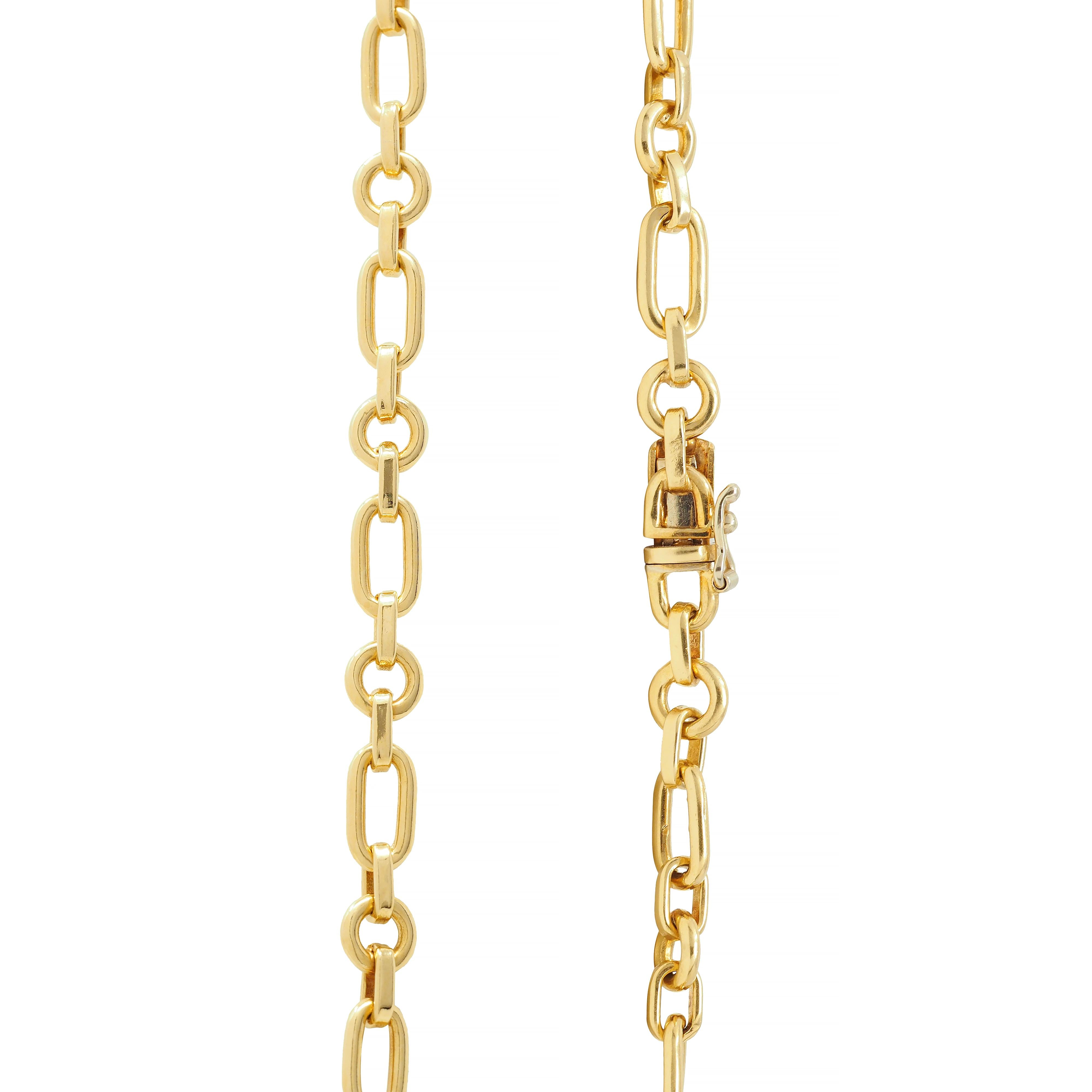 Vintage 18 Karat Yellow Gold Fancy Paperclip Link Chain Necklace