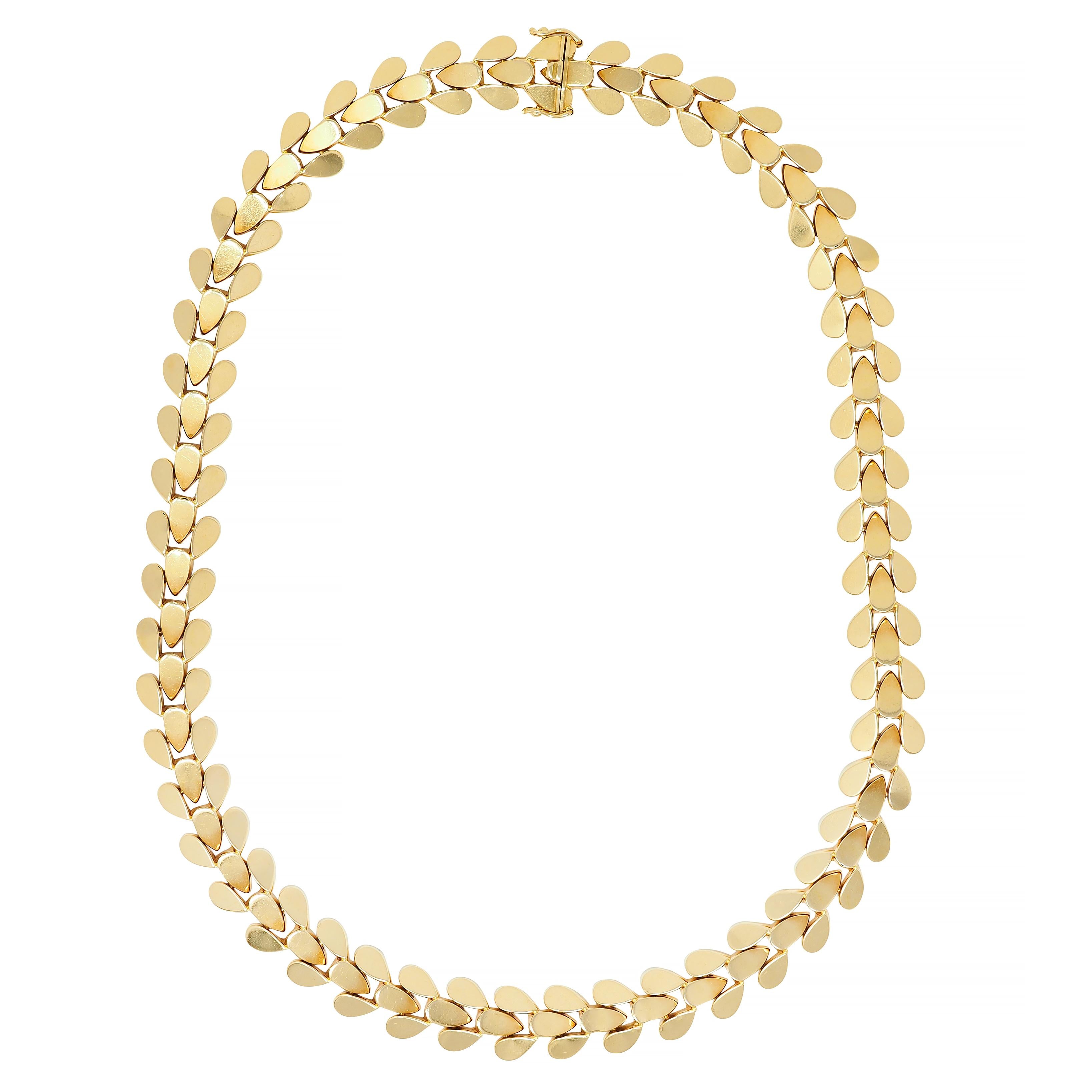 Cartier 1970's 18 Karat Yellow Gold Foliate Link Vintage Collar Necklace