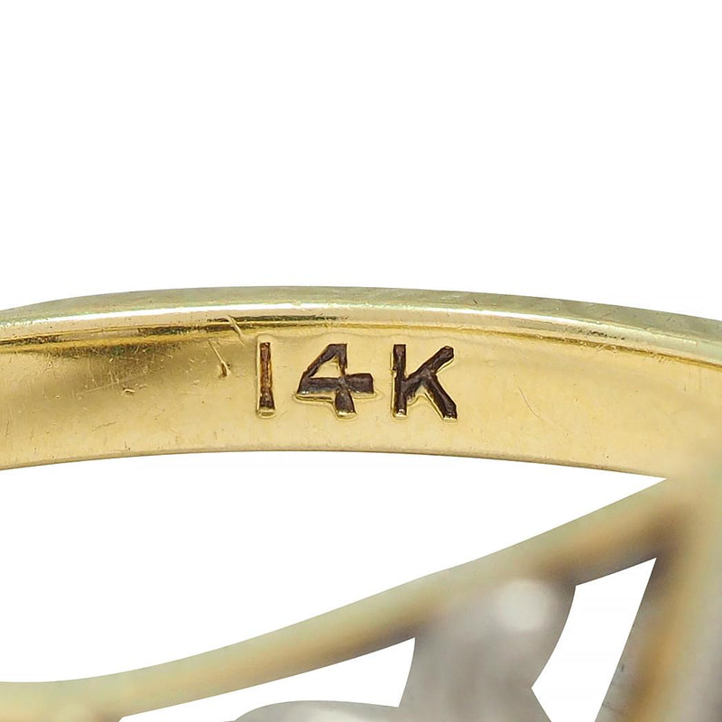 Early Art Deco 0.51 CTW Old European Diamond Platinum 14 Karat Engagement Ring