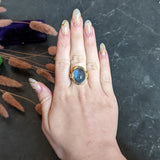 Vintage Aquamarine Diamond 18 Karat Yellow Gold Gemstone Ring Wilson's Antique & Estate Jewelry