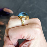 Vintage Aquamarine Diamond 18 Karat Yellow Gold Gemstone Ring Wilson's Antique & Estate Jewelry