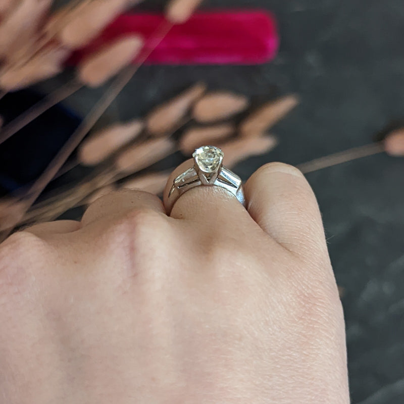 1950's Mid-Century 1.81 CTW Diamond Platinum Engagement Ring GIA Wilson's Antique & Estate Jewelry