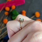 1900 Victorian Opal Diamond 14 Karat Rose Gold Small Cluster Ring Wilson's Estate Jewelry