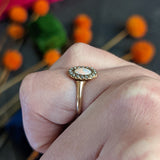 1900 Victorian Opal Seed Pearl 14 Karat Rose Gold Cluster Ring Wilson's Estate Jewelry