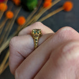 Victorian 0.90 CTW Emerald Enamel 14 Karat Yellow Gold Floral Ring Wilson's Estate Jewelry