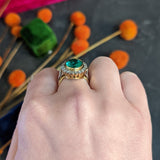 Vintage 6.40 CTW Colombian Emerald Diamond 18 Karat Two-Tone Gold Cluster Ring GIA Wilson's Estate Jewelry
