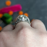 Belle Epoque 1.14 CTW Diamond Sapphire Platinum Bombe Engagement Ring GIA Wilson's Estate Jewelry