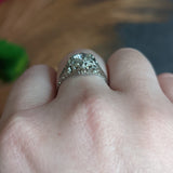 1926 Art Deco 0.76 CTW Diamond 18 Karat White Gold Hexagonal Engagement Ring Wilson's Estate Jewelry