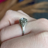 1926 Art Deco 0.76 CTW Diamond 18 Karat White Gold Hexagonal Engagement Ring Wilson's Estate Jewelry
