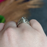 Art Deco 0.52 CTW Diamond 18 Karat White Gold Foliate Engagement Ring Wilson's Estate Jewelry