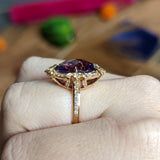 Romantic Amethyst Diamond 18 Karat Rose Gold Cocktail Ring Wilson's Estate Jewelry