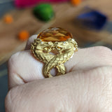 Carrera Y Carrera Citrine Diamond 18 Karat Gold Nanking Dragon Statement Ring Wilson's Estate Jewelry