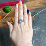 JB Star Blue Topaz Diamond 18 Karat White Gold Gemstone Ring Wilson's Estate Jewelry