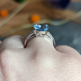Blue Topaz Diamond 18 Karat White Gold Gemstone Ring Wilson's Estate Jewelry