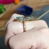 Retro 8.85 CTW Aquamarine 14 Karat Rose Gold Navette Ring Wilson's Estate Jewelry