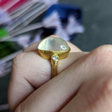 Elizabeth Locke Diamond Moonstone 19 Karat Gold Ring Wilson's Estate Jewelry