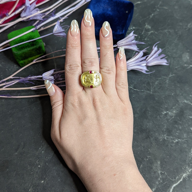 SeidenGang Ruby 18 Karat Yellow Gold Cupid Venus Classic Ring Wilson's Estate Jewelry