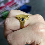 Art Nouveau Sapphire 14 Karat Gold Signet Ring Wilson's Estate Jewelry