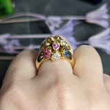 Michael Bondanza 2.00 CTW Ruby Diamond Sapphire 18 Karat Yellow Gold Tremblant Ring Wilson's Estate Jewelry