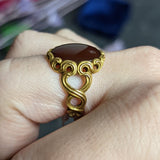 Art Nouveau Carnelian 14 Karat Gold Whiplash Unisex Ring Wilson's Estate Jewelry