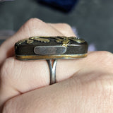 1860's Victorian Shakudo Silver 10 Karat Mixed Metal Ginseng Root Ring Wilson's Estate Jewelry
