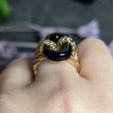 Van Cleef & Arpels Onyx Diamond 18 Karat Gold Linkage Ring Wilson's Estate Jewelry