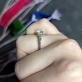 1957 Mid-Century 1.10 CTW Diamond Platinum Three Stone Engagement Ring Wilson's Estate Jewelry