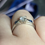 Jabel 0.51 CTW Diamond Sapphire 18 Karat White Gold Ring Wilson's Estate Jewelry