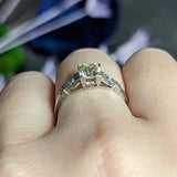 1930's Art Deco 1.00 CTW Diamond Platinum Buckle Engagement Ring Wilson's Estate Jewelry