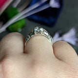 Art Deco 0.52 CTW Diamond 18 Karat White Gold Lotus Engagement Ring Wilson's Estate Jewelry