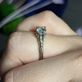 Art Deco 0.52 CTW Diamond 18 Karat White Gold Lotus Engagement Ring Wilson's Estate Jewelry
