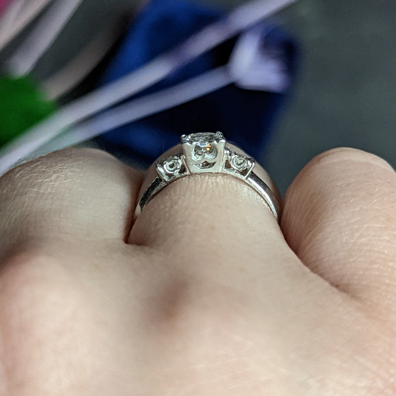 Mid-Century 0.38 CTW Diamond Platinum Engagement Ring Wilson's Estate Jewelry