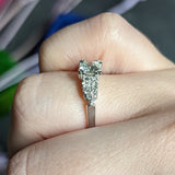 Mid-Century 0.90 CTW Diamond Platinum Fishtail Cluster Engagement Ring Wilson's Estate Jewelry