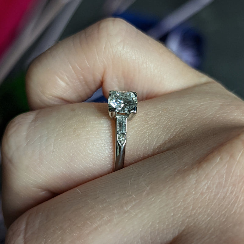 Mid-Century 0.85 CTW Diamond Platinum Engagement Ring Wilson's Estate Jewelry