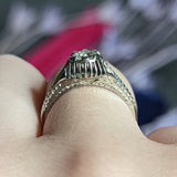 Art Deco 0.35 CTW Diamond 18 Karat White Gold Foliate Engagement Ring Wilson's Estate Jewelry