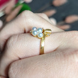 Mikimoto Diamond Pearl 18 Karat Gold Ribbon Ring Wilson's Estate Jewelry