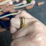 Vintage 0.55 CTW Ruby Diamond 18 Karat Gold Bombe Sprinkle Band Ring Wilson's Estate Jewelry