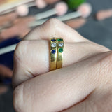 1960's Tiffany & Co. 0.67 CTW Emerald Sapphire Diamond 18 Karat Gold Stacking Band Ring Set Wilson's Estate Jewelry