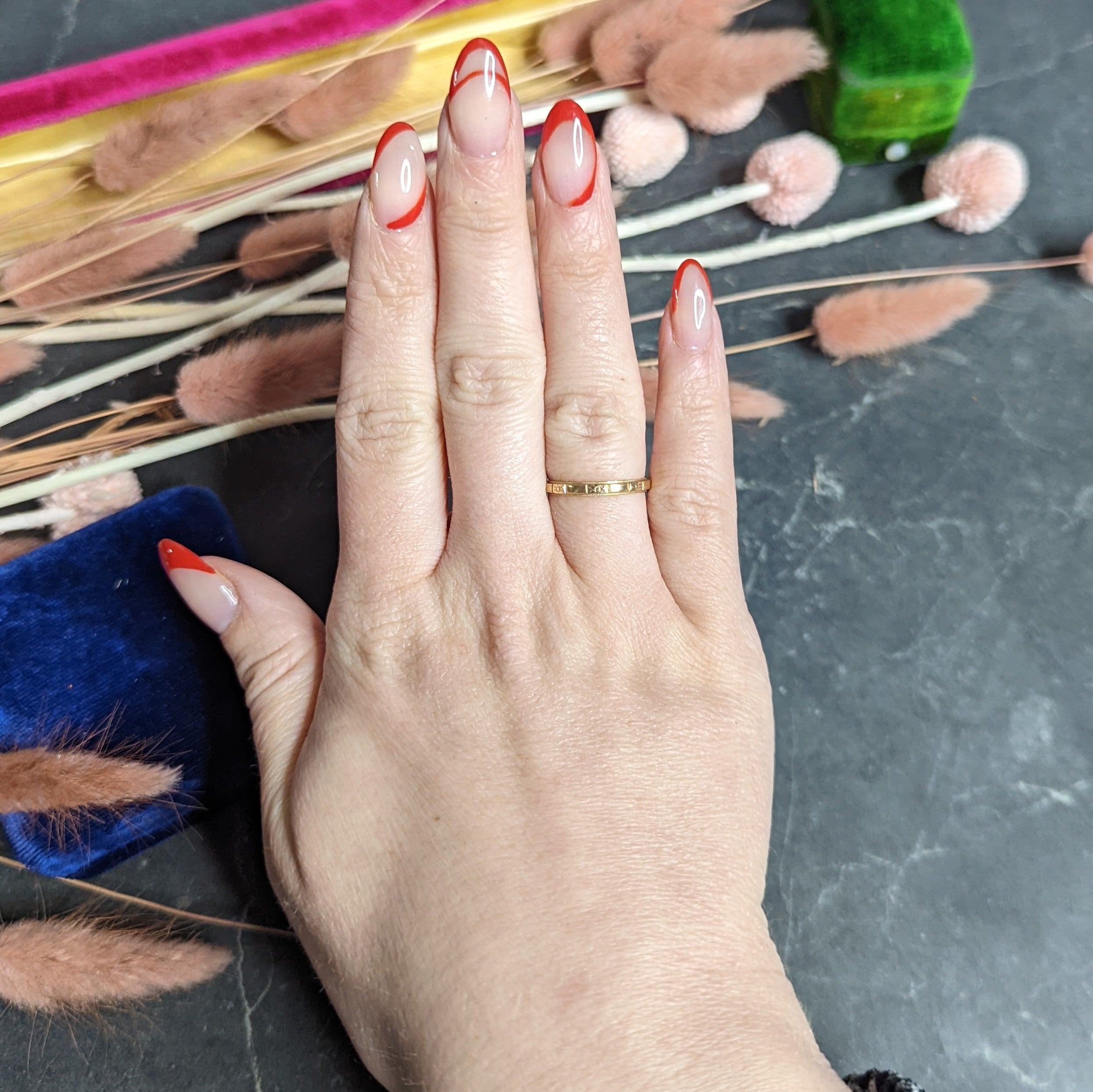 1920's Early Art Deco 14 Karat Yellow Gold Orange Blossom Band Ring Wilson's Estate Jewelry